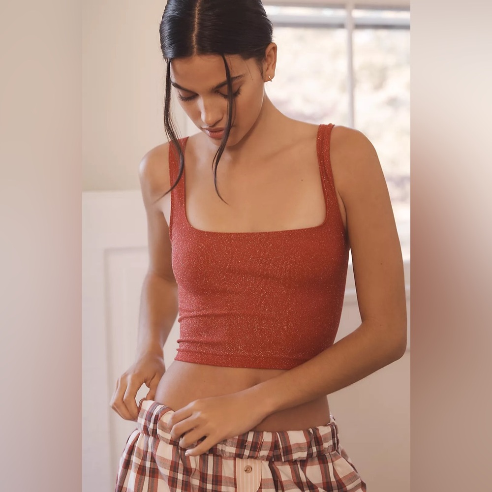 Anthropologie Hannah Seamless Tank: Lurex Edition XXS RED New Never Worn